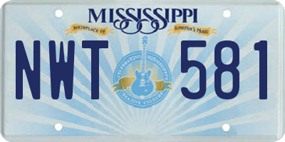 MS license plate NWT581