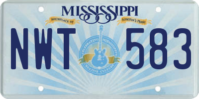 MS license plate NWT583
