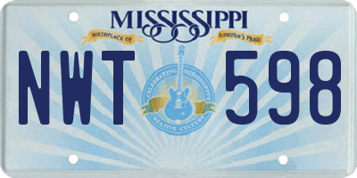 MS license plate NWT598