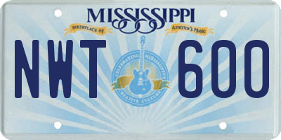 MS license plate NWT600
