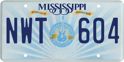MS license plate NWT604