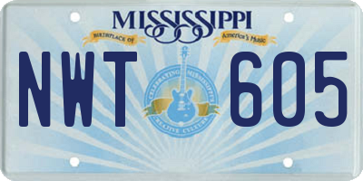 MS license plate NWT605
