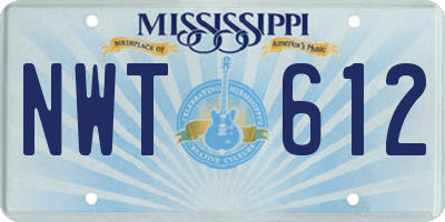 MS license plate NWT612