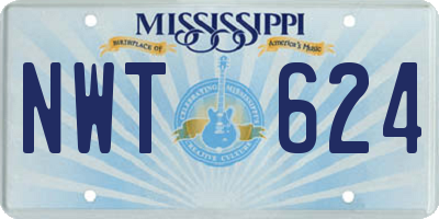 MS license plate NWT624
