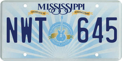 MS license plate NWT645
