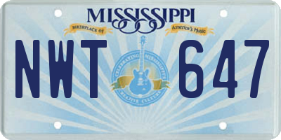 MS license plate NWT647