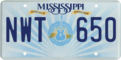 MS license plate NWT650