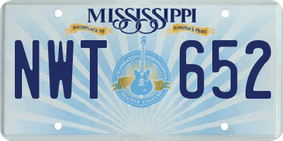 MS license plate NWT652