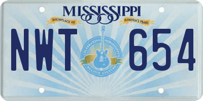 MS license plate NWT654