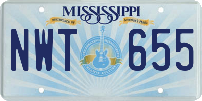 MS license plate NWT655