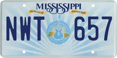 MS license plate NWT657
