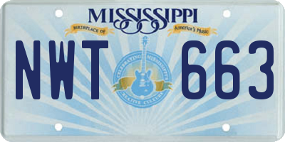 MS license plate NWT663