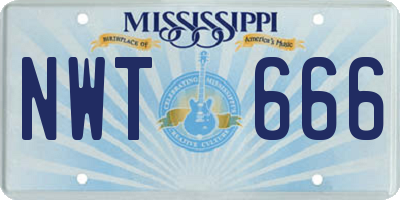 MS license plate NWT666