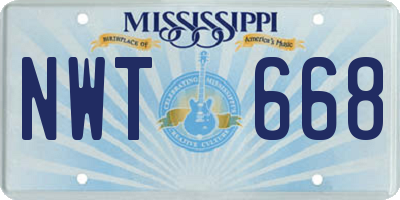 MS license plate NWT668