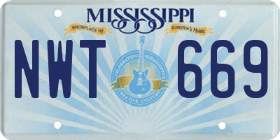 MS license plate NWT669