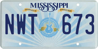 MS license plate NWT673