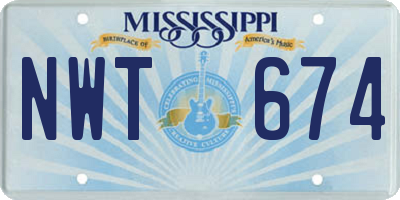 MS license plate NWT674