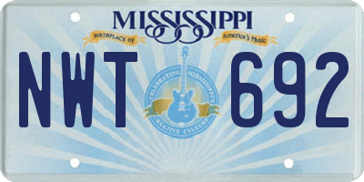 MS license plate NWT692