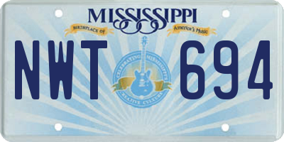 MS license plate NWT694