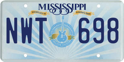 MS license plate NWT698