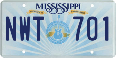 MS license plate NWT701
