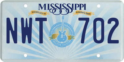 MS license plate NWT702
