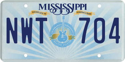 MS license plate NWT704