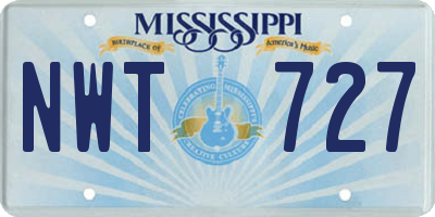 MS license plate NWT727