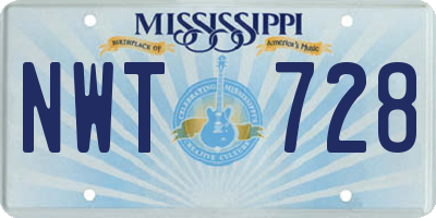 MS license plate NWT728