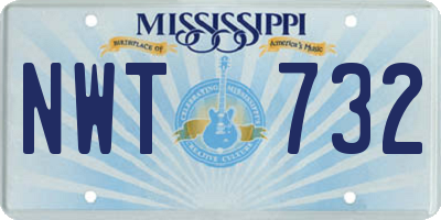 MS license plate NWT732
