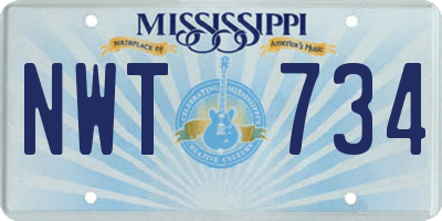 MS license plate NWT734
