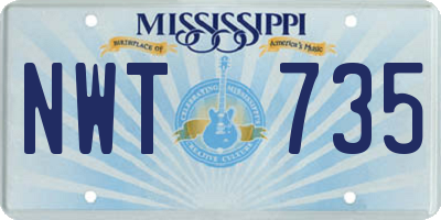 MS license plate NWT735