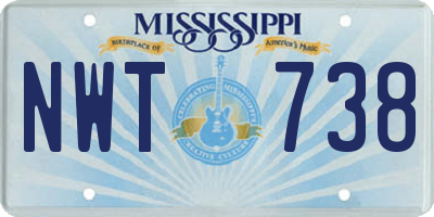 MS license plate NWT738