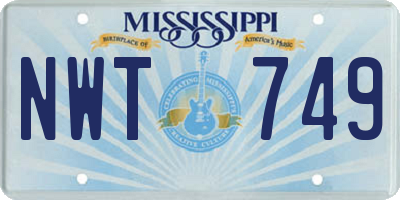 MS license plate NWT749