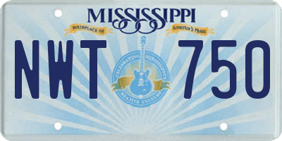 MS license plate NWT750