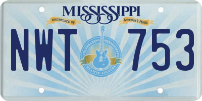 MS license plate NWT753