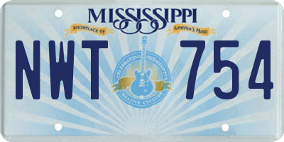 MS license plate NWT754