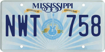 MS license plate NWT758