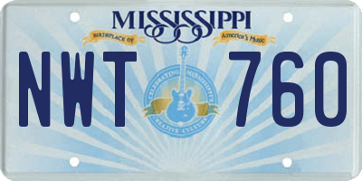 MS license plate NWT760