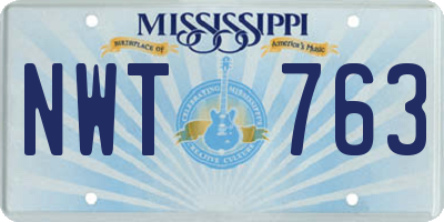 MS license plate NWT763