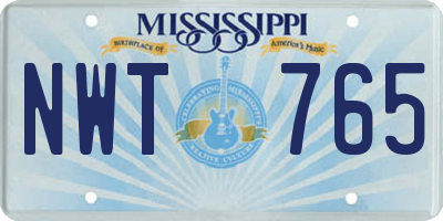 MS license plate NWT765