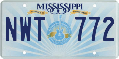 MS license plate NWT772