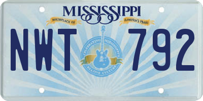 MS license plate NWT792