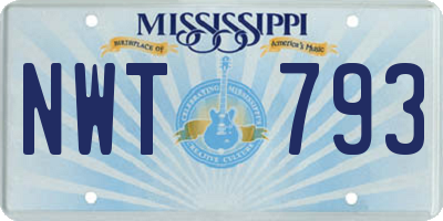 MS license plate NWT793