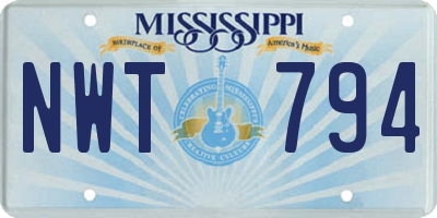 MS license plate NWT794