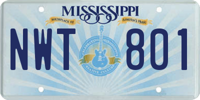 MS license plate NWT801