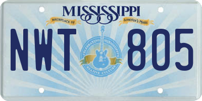 MS license plate NWT805