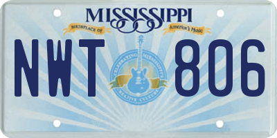 MS license plate NWT806