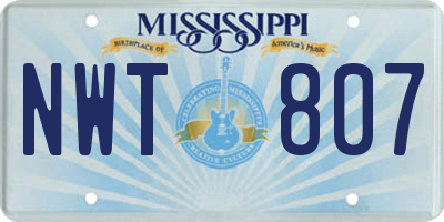 MS license plate NWT807