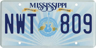 MS license plate NWT809